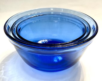 Anchor Hocking  Cobalt Blue round mixing bowls