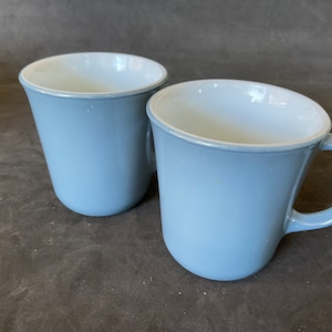Corning 2  slate blue 10 oz flared coffee cups,  made in USA