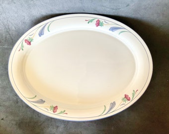 Lenox Chinastone Klaprozen op blauw 1 ovale schaal 14" gemaakt in de VS