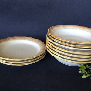 Mikasa Whole Wheat Rimmed Dinnerware Collection E 8000 choice of   Dessert Plates and/or  Soup/Pasta Bowls Japan made