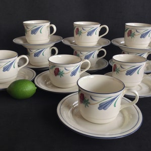 Lenox Chinastone Poppies on Blue 10 cups and saucers