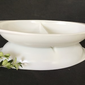 Pyrex Opal  Ware 1063 divided Oval Vegetable  dish 1 -1/2 quart, 2 pieces