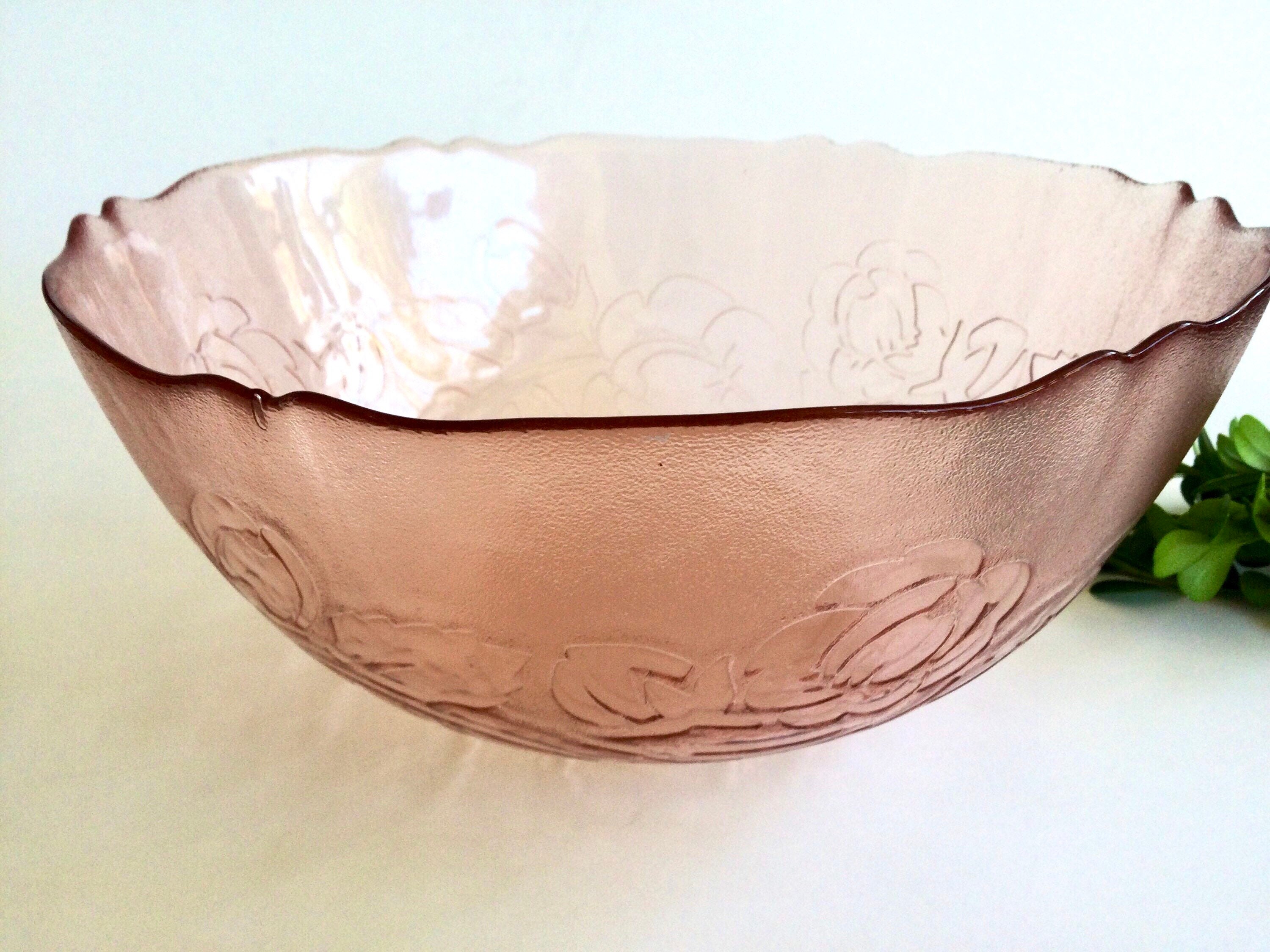 Arcoroc Rosa Pink Glass Round Serving Bowl, Made in France - Etsy