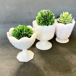 Milk Glass Planter mismatched collection, 3 pieces, made in USA