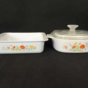 Corning ware Wildflower P-322 Square Baker and A-2-B Square casserole