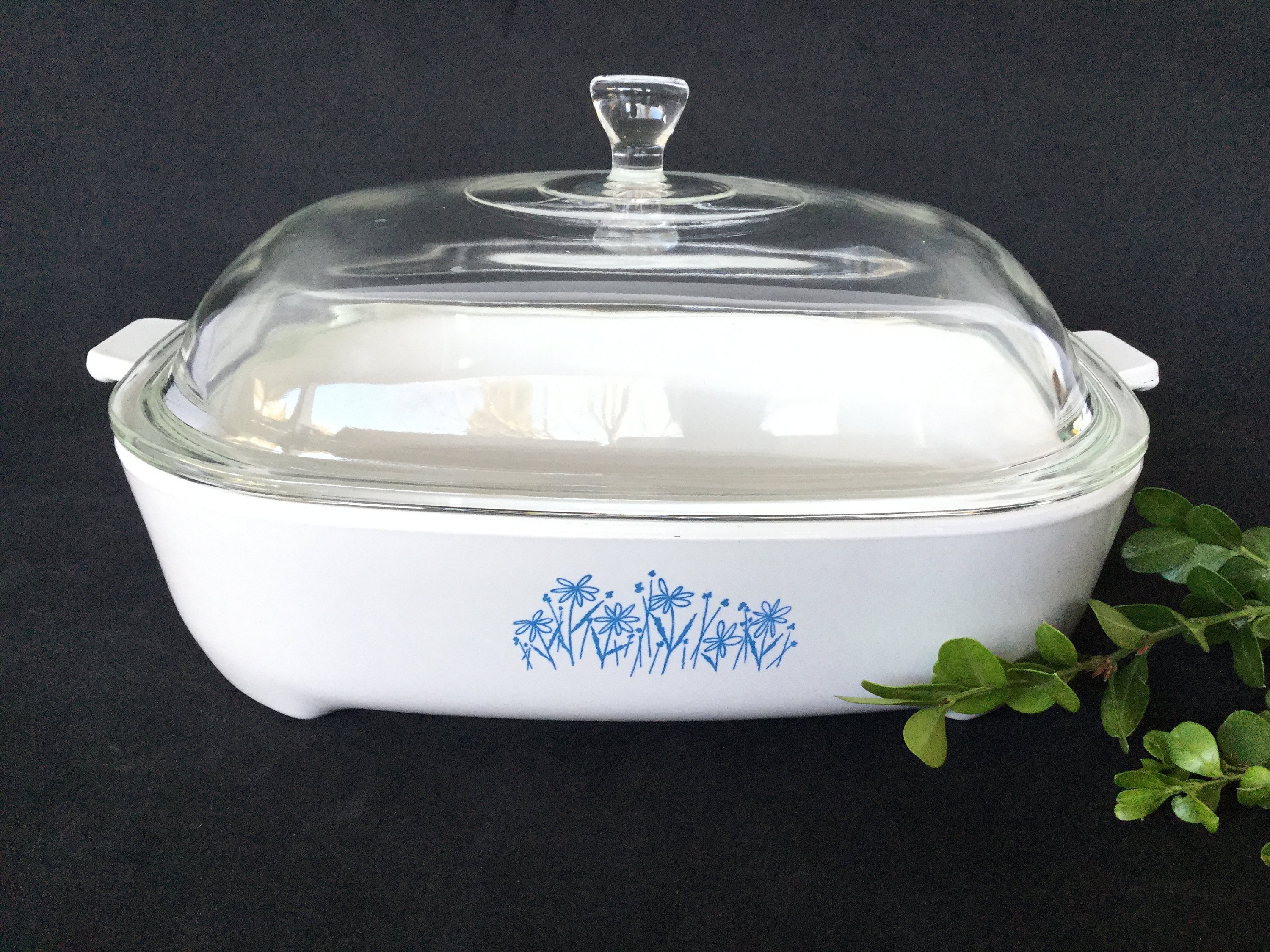 ヴィンテージ コーニング ブラウニングディッシュ：ブルーデイジー