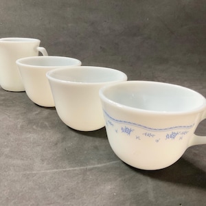 Pyrex Opal ware  3 teacups, and 1 creamer, USA made