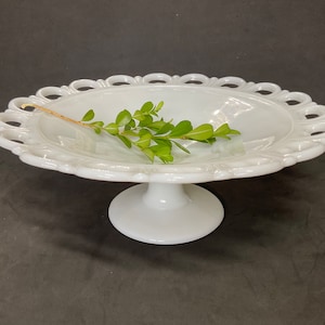 Anchor Hocking Milk Glass open compote with old colony lace edge