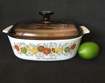 Corning Ware Spice of Life  square casserole A -2-B  with amber Pyrex lid