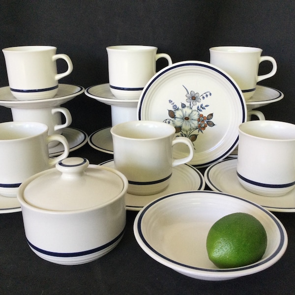 Town and Country Collection stoneware dinner ware collection in Blue Ridge pattern, Japan made. FREE shipping in the USA, sold in set/pieces