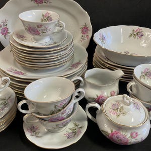 Meissen Rose dinnerware collection by Favolina-Karolina, made in Poland, sold by piece or sets
