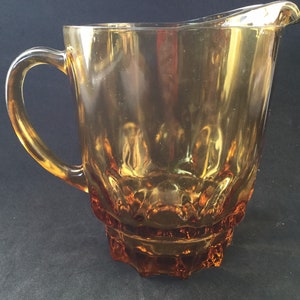 Anchor Hocking Amber Thumbprint  Glass Pitcher, made in USA