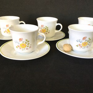 Corelle by Corning Meadow set 12 mugs, and 12 saucers, USA made