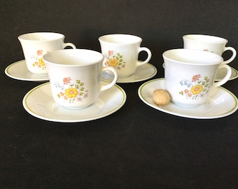 Corelle von Corning Meadow Set 12 Tassen und 12 Untertassen, hergestellt in den USA