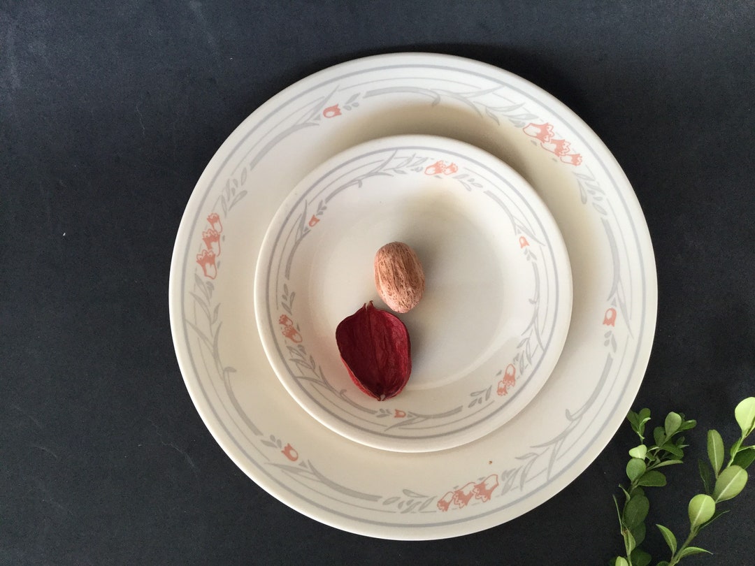 Corelle Rose Pattern Dinnerware Collection, 19 Pieces, USA Made by ...
