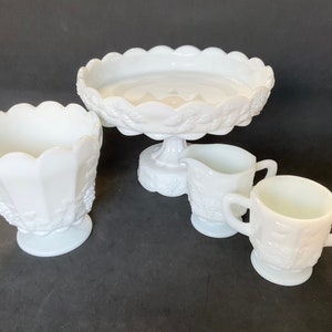 Milk Glass Grape Dining Serving Pieces by Westmoreland, 4 Piece ...