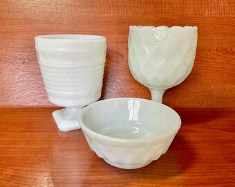 Milk Glass Planter mismatched collection, 3 pieces, made in USA