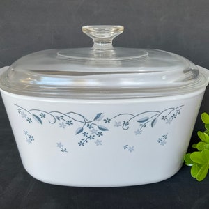 Vintage Corning Ware Provincial Blue Square Casserole Dish with Lid