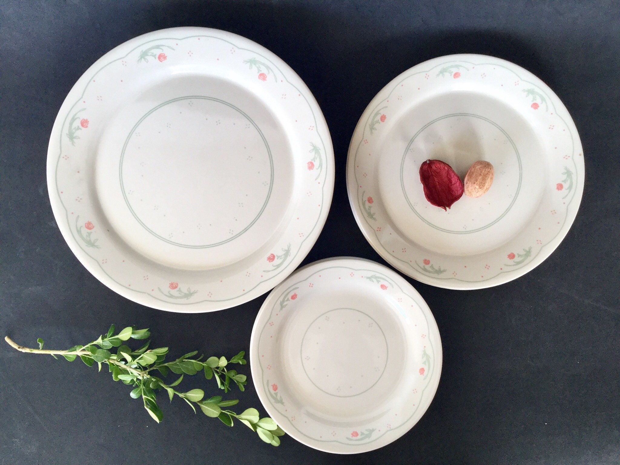 Corelle Calico Rose Pattern Dinnerware Collection, USA Made by Corning ...