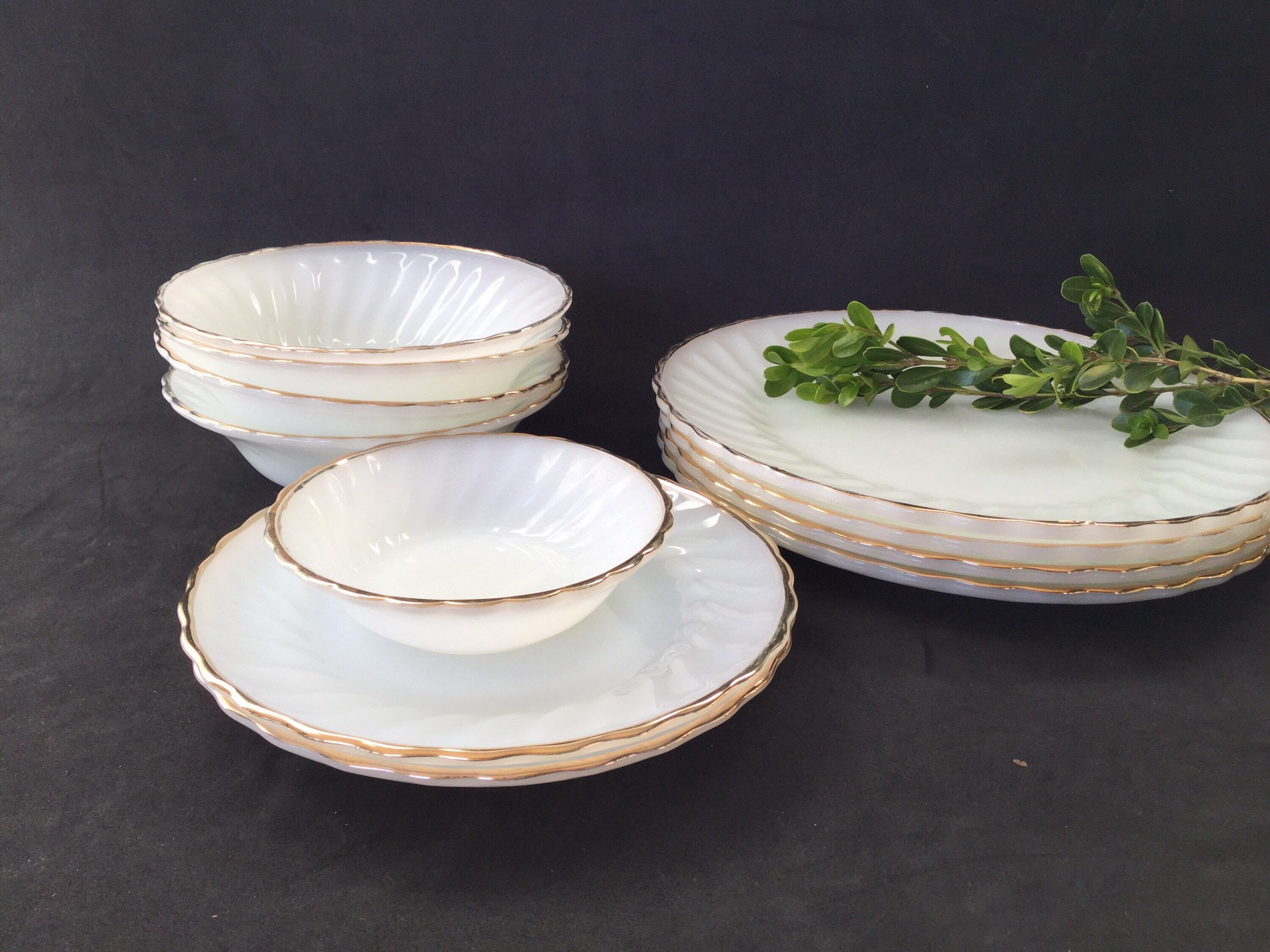 ANCHOR HOCKING Fire king 22k ソーサーボウルセット ANCHOR HOCKING Fire king 22k ソーサーボウルセット