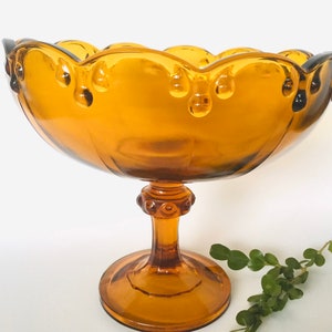 Indiana Glass Amber Garland/Teardrop pattern Compote/Pedestal bowl