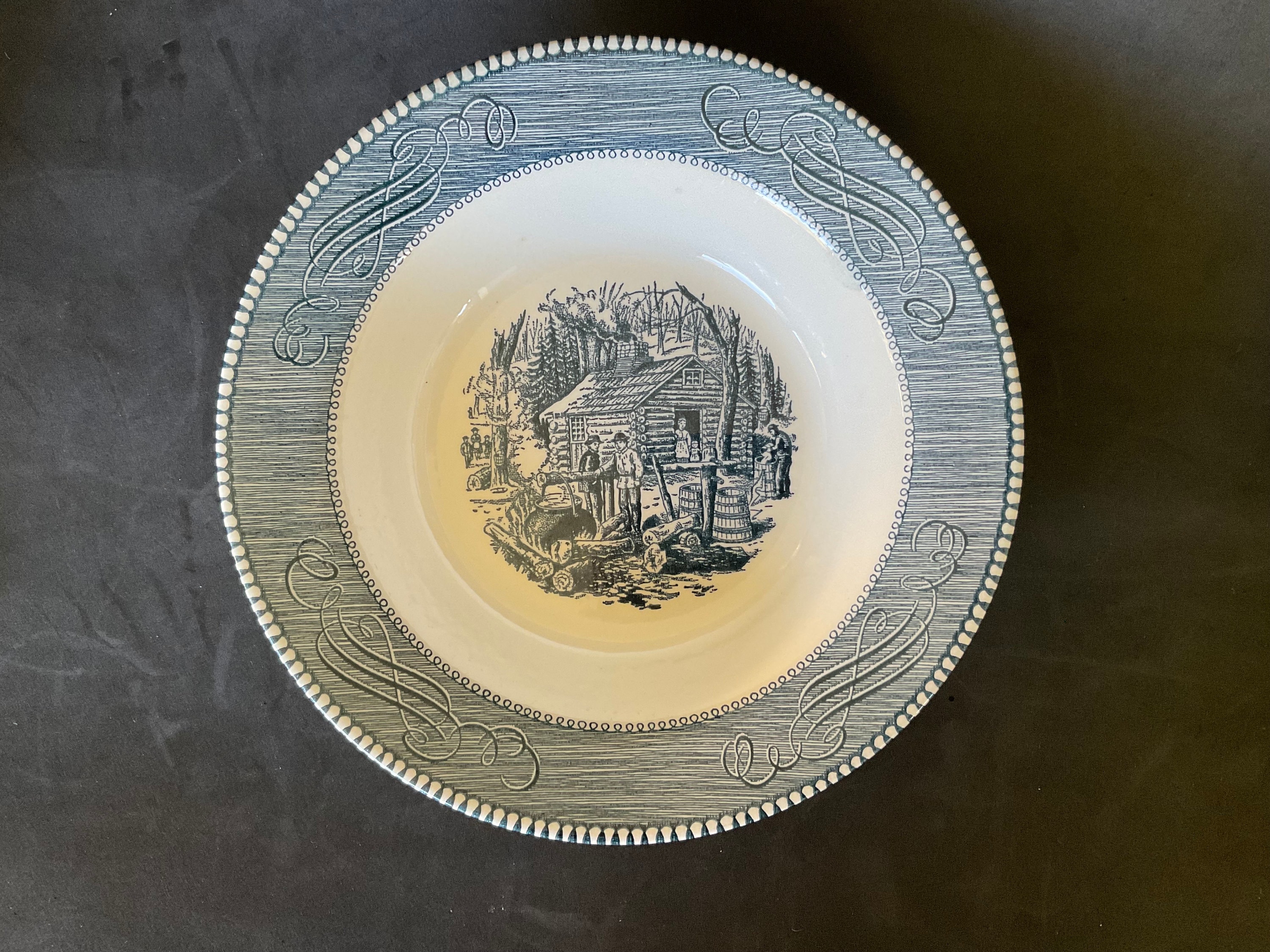 Currier and Ives Blue and White Ironstone Dinnerware Collection by