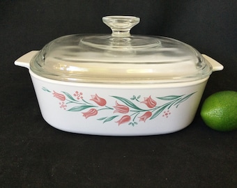 Corning Ware Rosemary square casserole A -2-B  with Pyrex lid
