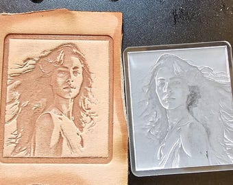 Sello acrílico grabado con láser 3D personalizado: cuero, cera, jabón, arcilla, relieve y grabado en relieve.