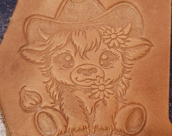sello cuero arcilla jabón cera HIGHLAND COW Grabado láser delrin relieve bajorrelieve
