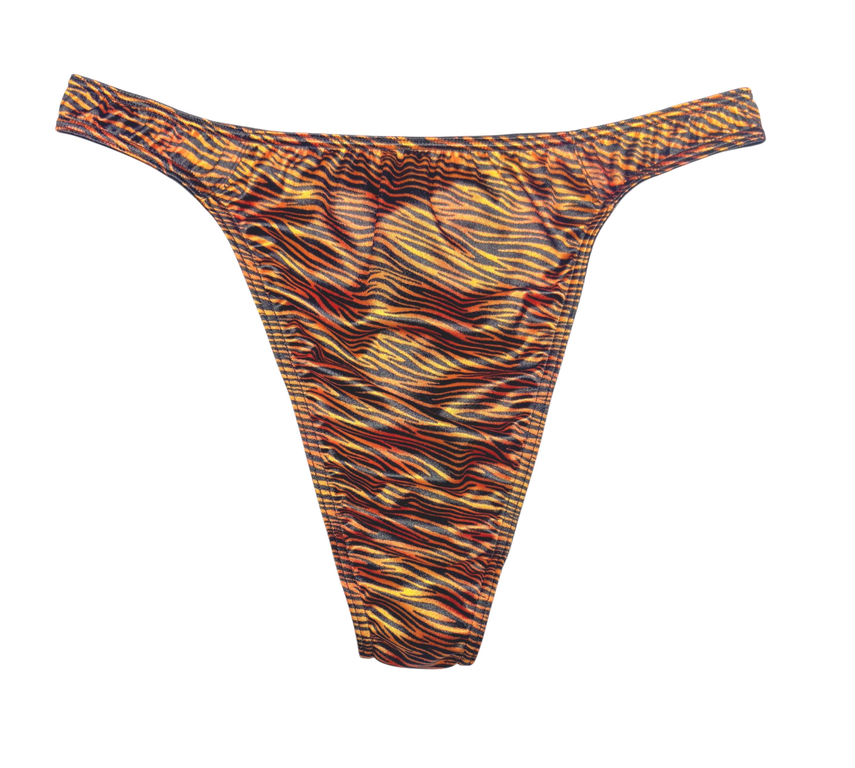 Handmade Orange Satin Thong String Bikini Panties - 90s Classic Style