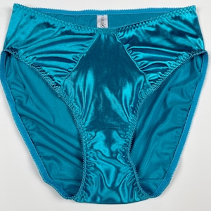 Hi-Cut Satin Brief with Ruched Accents | Light Blue