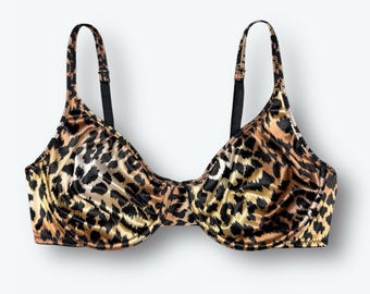 Nahtloser ungefütterter Satin-BH mit Leopardenmuster