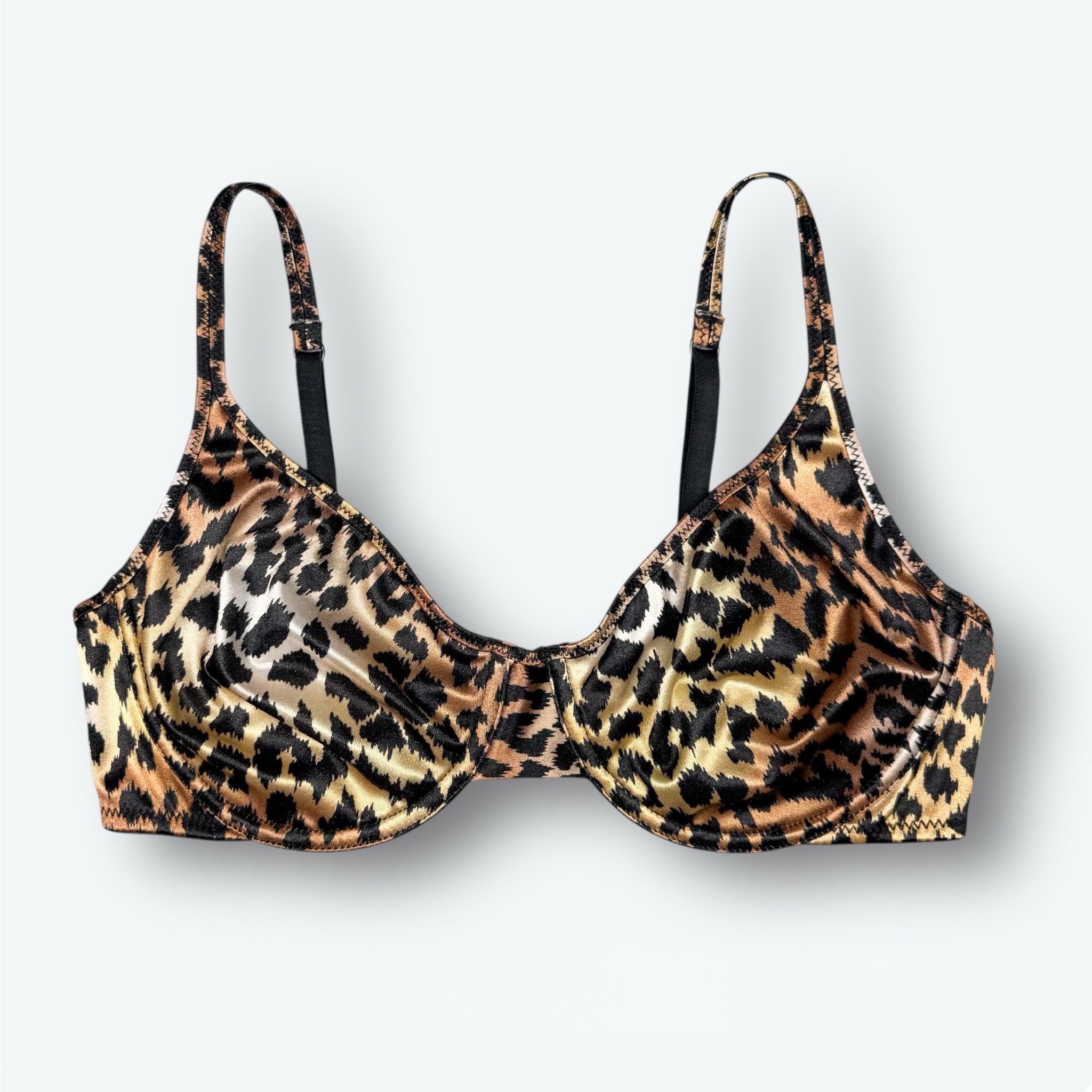 Seamless Unlined Satin Bra Leopard Print - Etsy