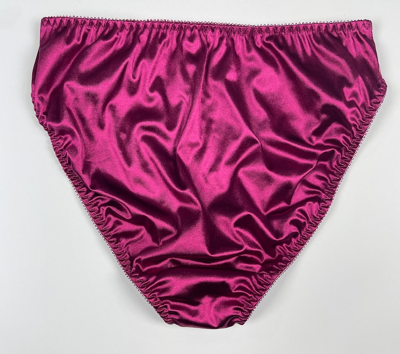 High Leg Satin Panty With Mesh Accents Burgundy - Etsy