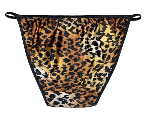 Mutandine bikini in raso seconda pelle con stampa leopardata