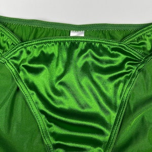 High Leg Satin Bikini Panty Green - Etsy