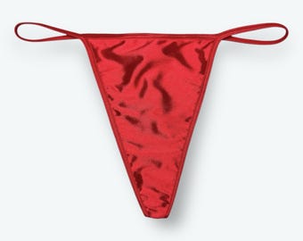 Satin V-String String Rot