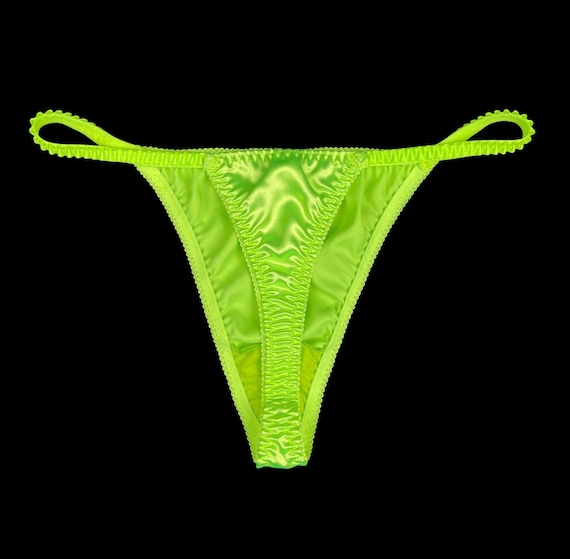Satin String Thong Neon Yellow