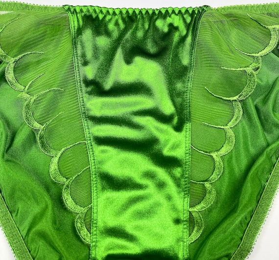 High-cut Satin Panty Lace Trim Green -  Hong Kong