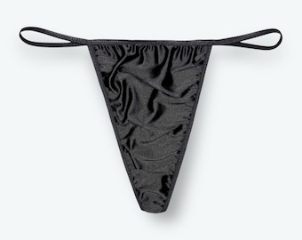 Satin V-String String Schwarz