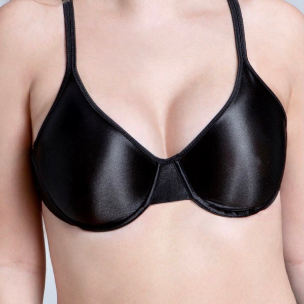 Unlined Satin Bra | Black