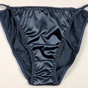 Slip bikini in raso - Nero