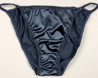 Satin String Bikini Panty - Noir