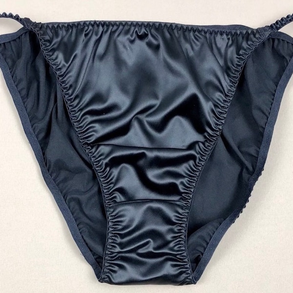 Satin String Bikini Panty - Black