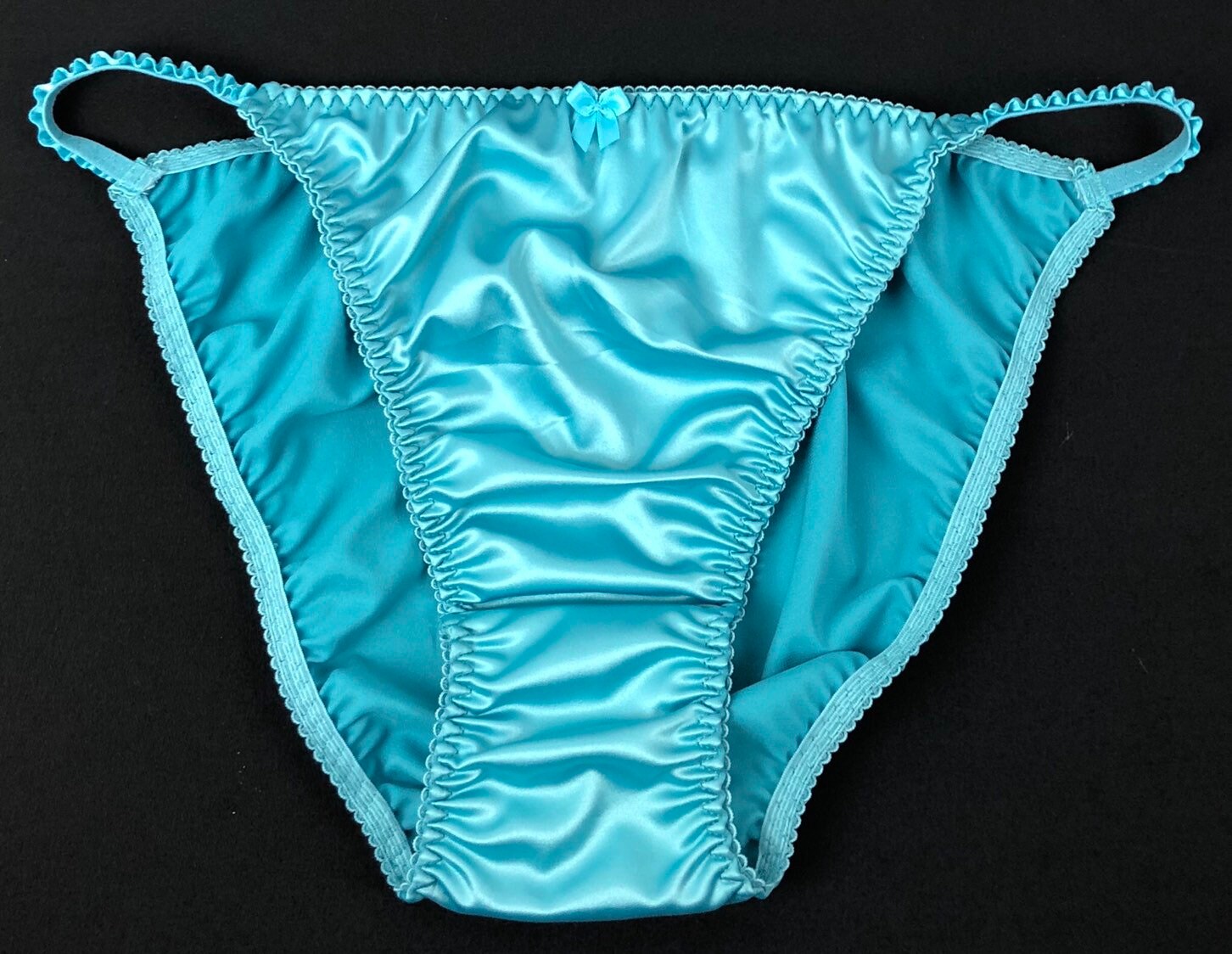 Teal Satin String Bikini Panty Etsy UK