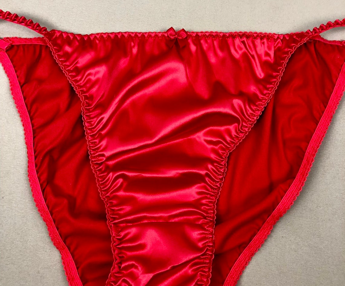 Satin String Bikini Panty Red Etsy