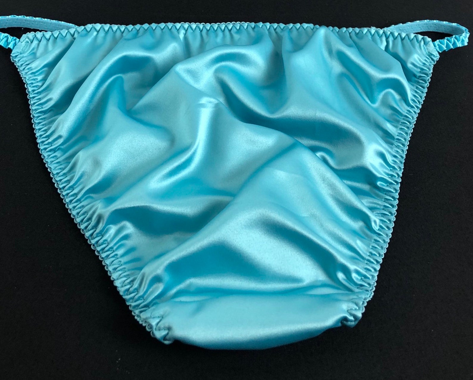 Teal Satin String Bikini Panty Etsy