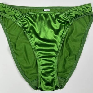 High Leg Satin Bikini Panty Green - Etsy