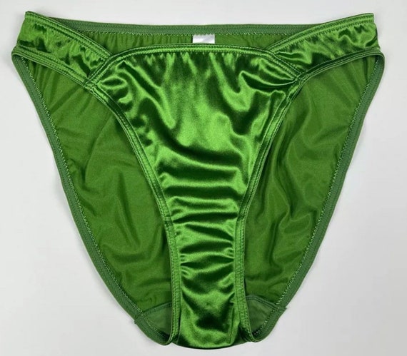 High Leg Satin Bikini Panty Green - Etsy