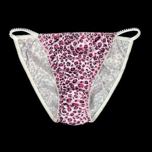 Satin String Bikini Panty Pink Animal Print